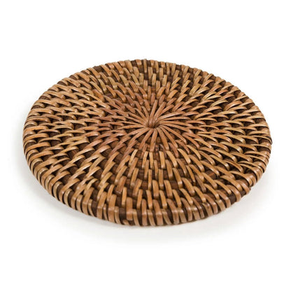 Rattan Coaster - Natural Brown Handwoven Tropical Drink Coaster