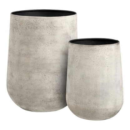 Hou Decorative pot, metal, antique beige, set af 2
