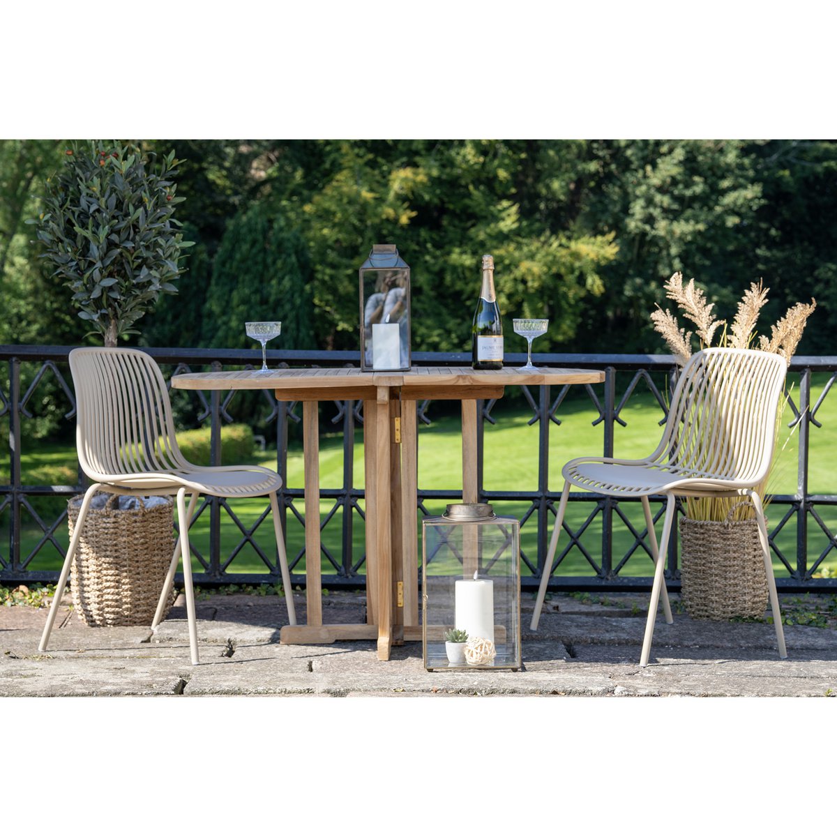 Branson Garden Chair - Sand, Stackable, 55x46.5x82 cm - Set of 4