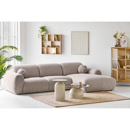 Ravello Coffee table, tempered glass/metal, grey/beige, ø70x33 cm