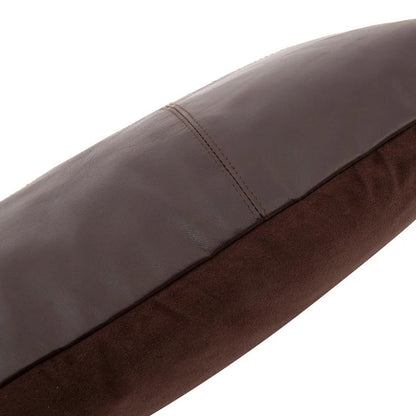 Leather Cushion Cover Six-Panel Design 30x50 cm - Chocolate Brown