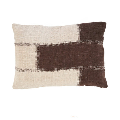Cotton Patchwork Cushion Cover - Natural Brown, 50x70 cm