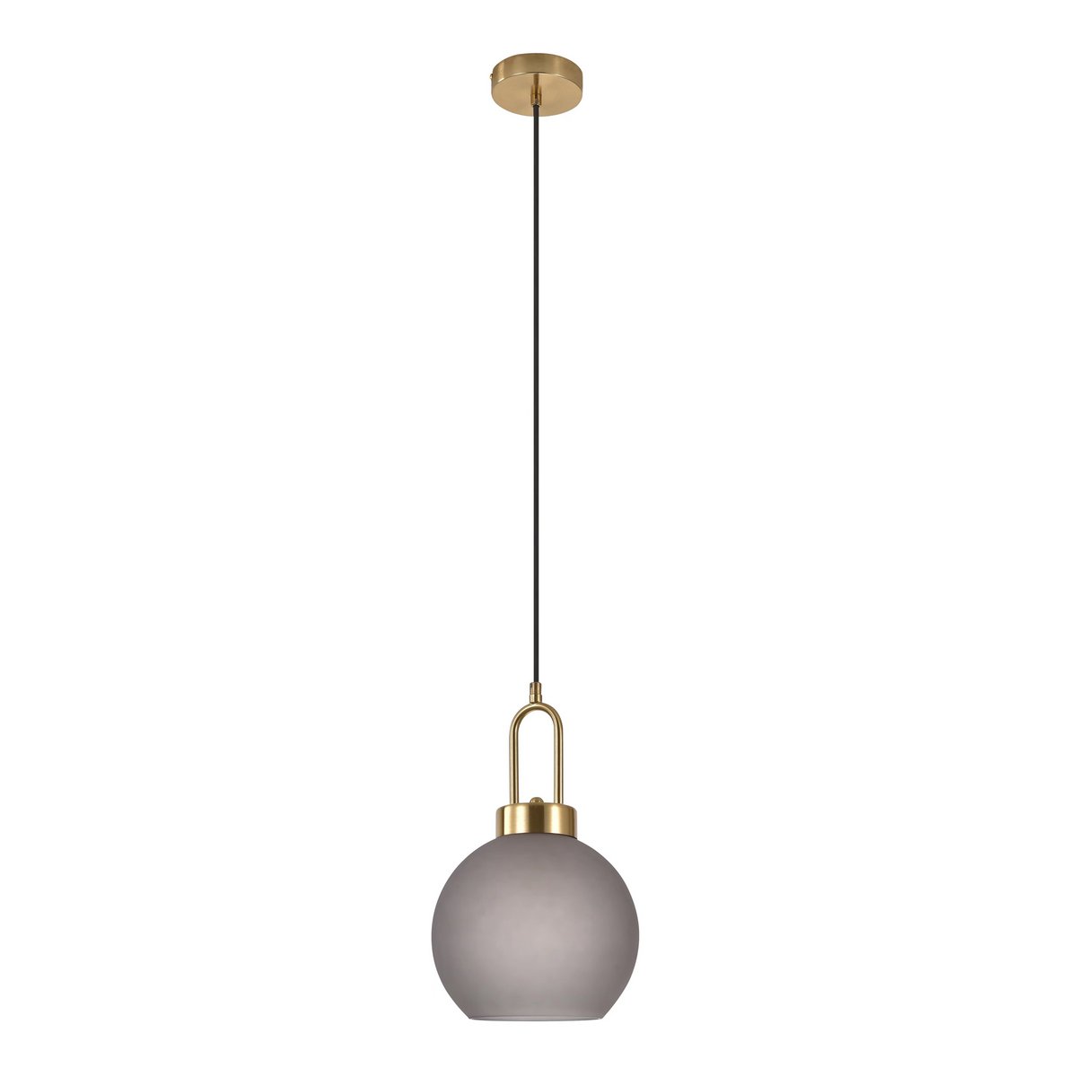 Luton Pendant - Brass, Mat Smokey Glass, Ø20 cm, 150 cm Fabric Cord