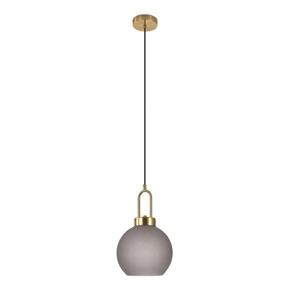 Luton Pendant - Brass, Mat Smokey Glass, Ø20 cm, 150 cm Fabric Cord