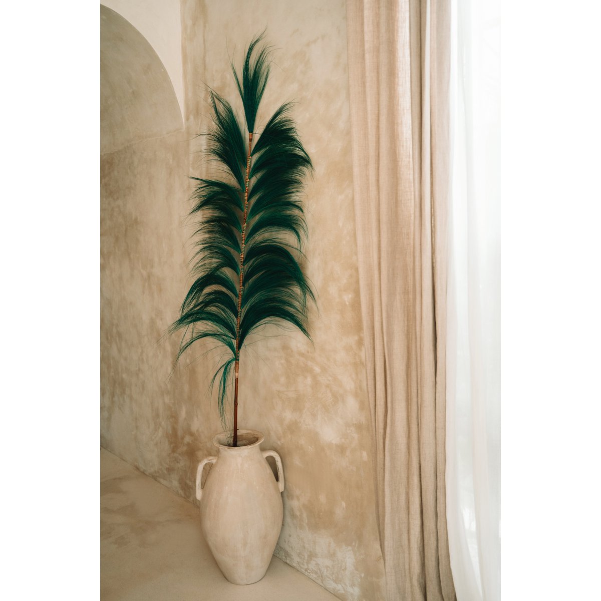 Bamboo Standing Decoration - Emerald Green Leaf Branch