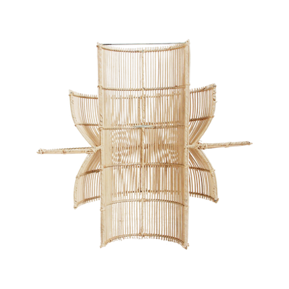 Rattan Wall Lamp - Saturn Handwoven Light Fixture with Fabric Cord