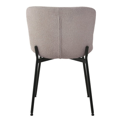 Bouclé Dining Chairs - Beige, Black Legs - Modern Set of 2
