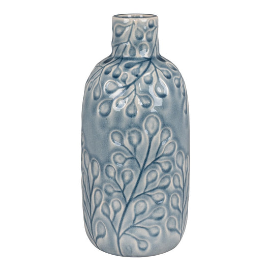 Κεραμικό Βάζο - Μπλε Floral Διακόσμηση, 12x26 εκ.