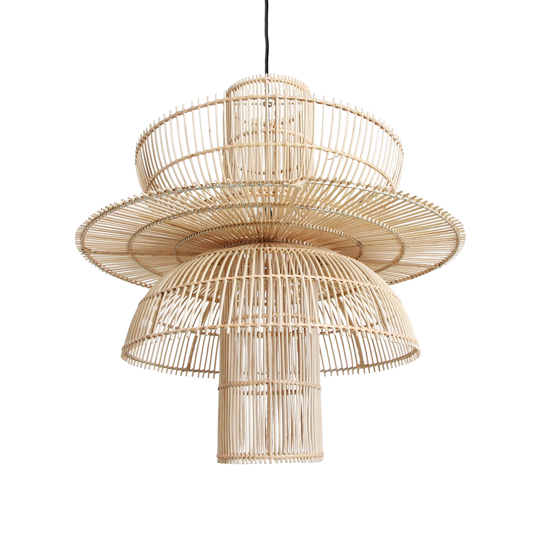 Rattan Pendant Light - Natural Woven Hanging Lamp, 200cm Cord