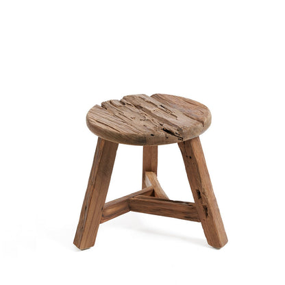 Teak Yatai Stool - Natural Wood Accent Piece - Medium