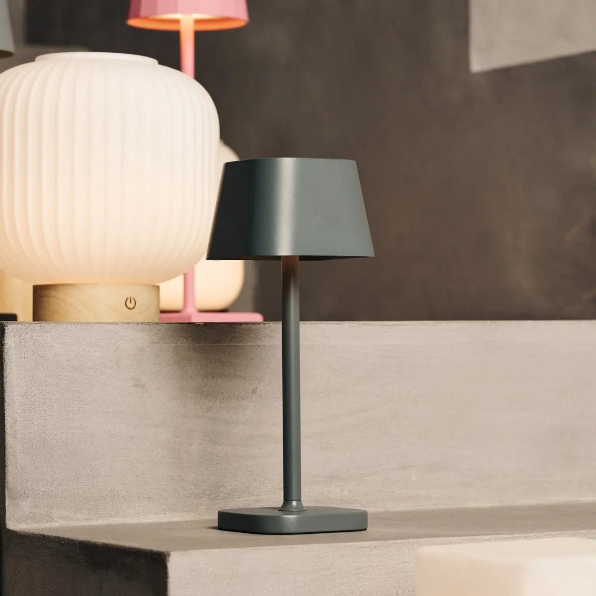 Ava Stone Grey Rechargeable Table Lamp | Stylish, Cordless Lamp & Dimmable