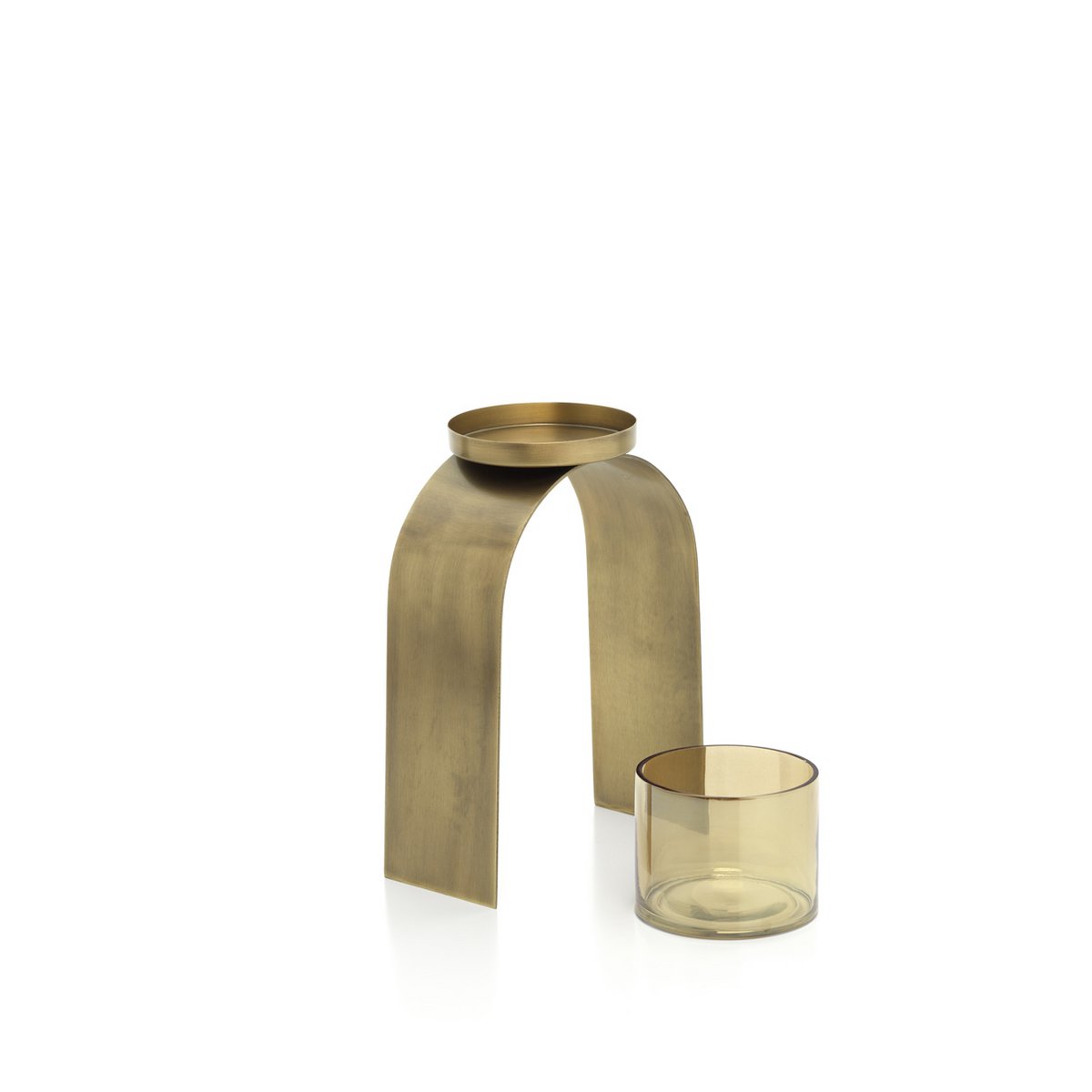 Brass Tea Light Holders - Gold Bow Glow Set of 2