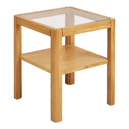 Lourmarin Side table, oak/oak veneer/tempered glass, natural, 40x40x45 cm