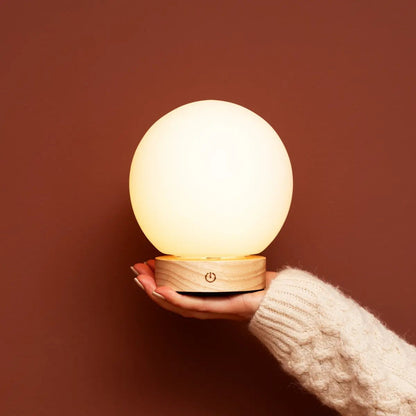 Flore Light Brown Wooden Lamp | Rechargeable, Dimmable & Cordless Lighting
