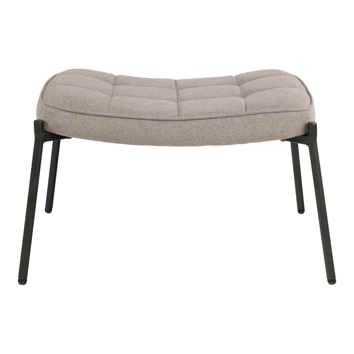 Polyester Footstool - Stone Ottoman with Black Metal Legs, 41x61cm