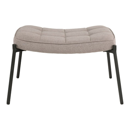 Polyester Footstool - Stone Ottoman with Black Metal Legs, 41x61cm