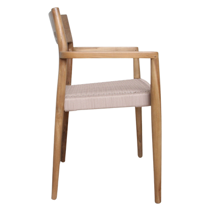 Chaise de jardin Freya avec repose-bras naturel - Teakhout foncé