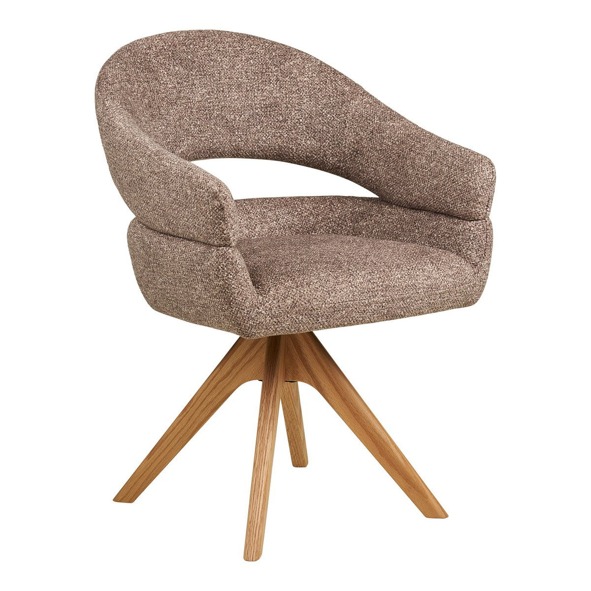 Dover Dining chair with swivel, brown, natural oak legs, HN1323