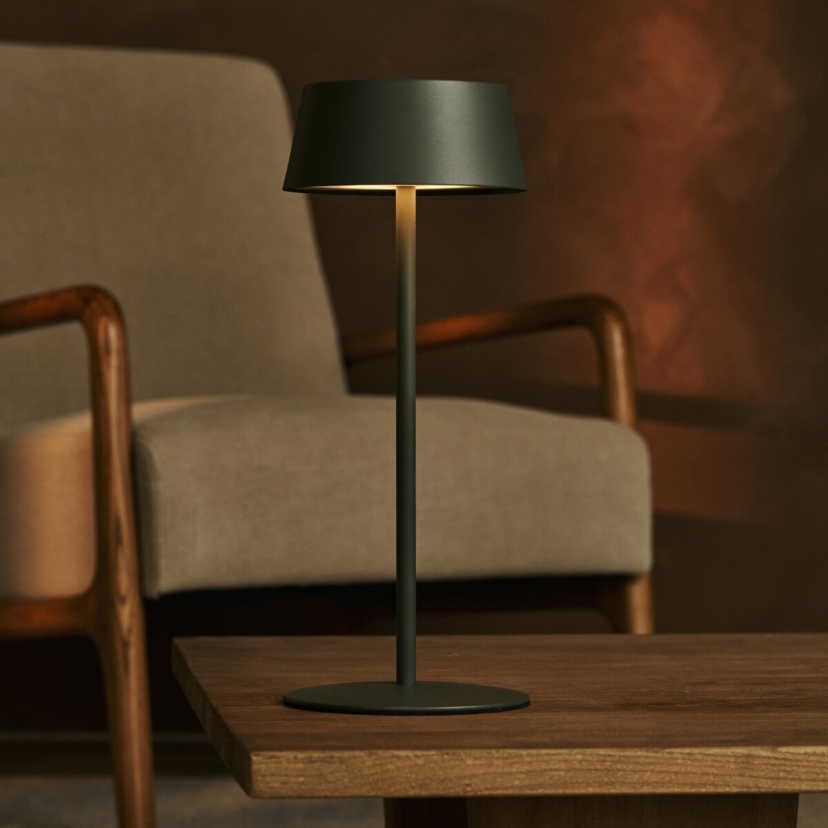 Rechargeable Table Lamp - Olive Green Cordless Dimmable Lamp