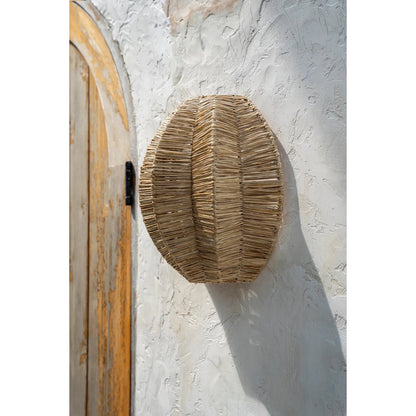 Raffia Wall Sconce - Natural Woven Wall Light - Medium