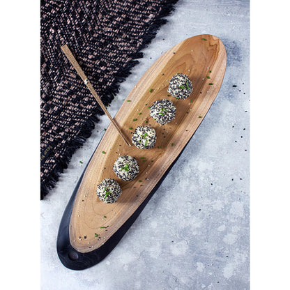 Teak Tapas Plate - Large Wooden Serving Dish for Appetizers