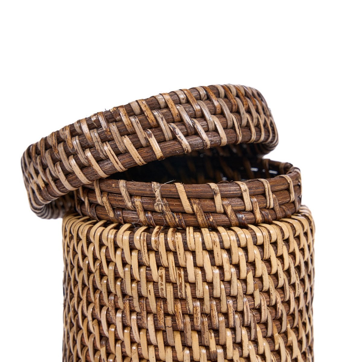 Rattan Storage Canister – Natural Brown Woven Jar with Lid