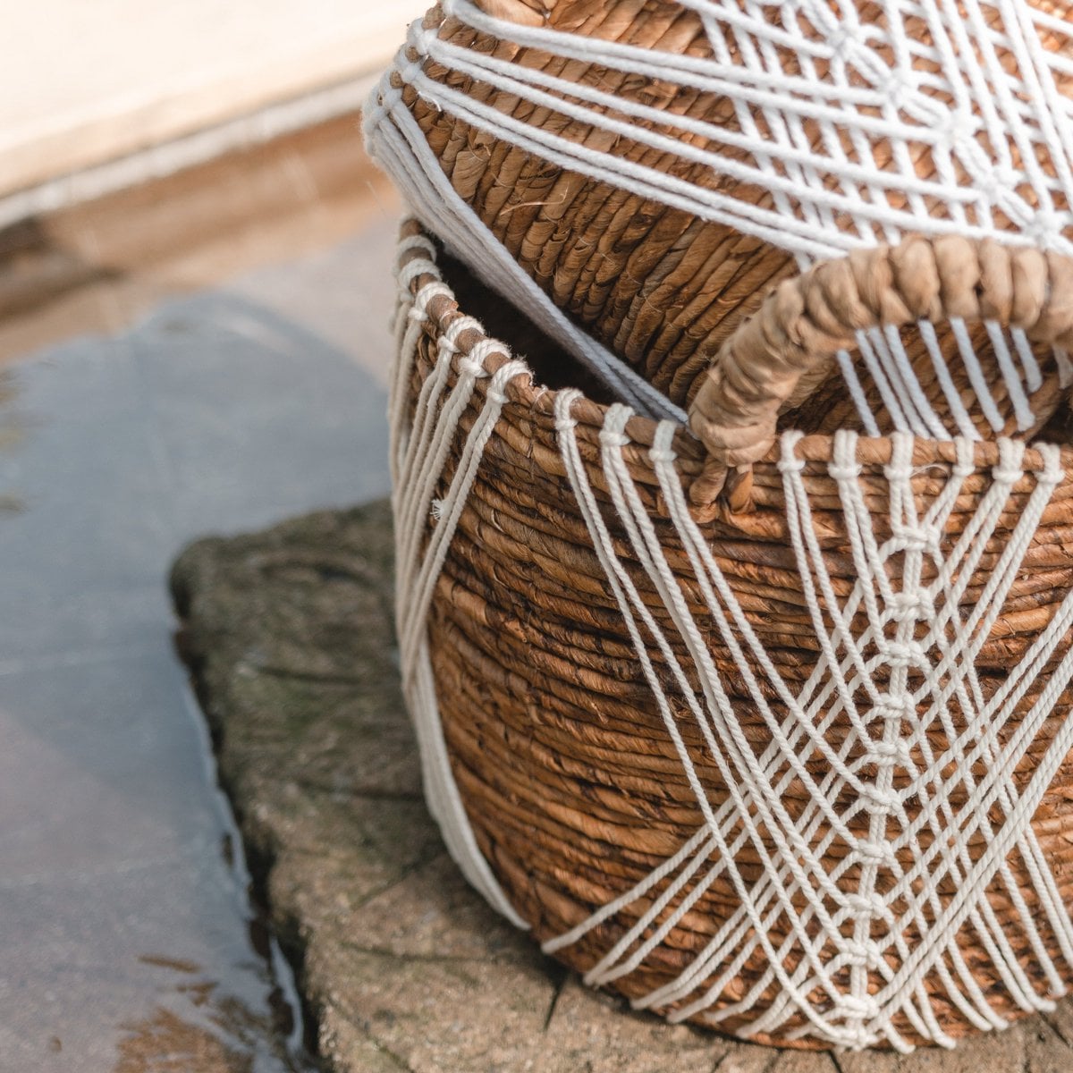 Banana Fibre Storage Basket – Handwoven Laundry & Plant Organizer – Natural