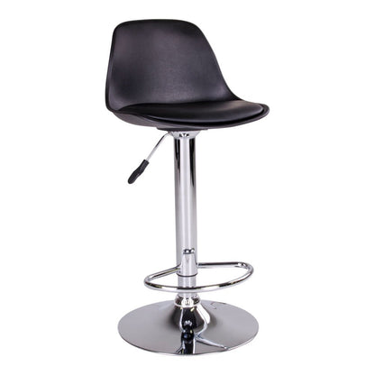 PU Leather Bar Stools - Black Trondheim Set of 2, Adjustable Height
