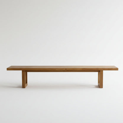 Natural Teak Wood Bench with Square Foot – 280cm