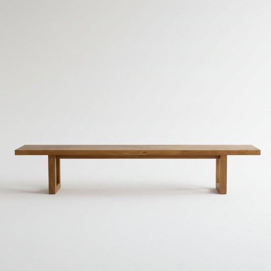 Natural Teak Wood Bench with Square Foot – 280cm