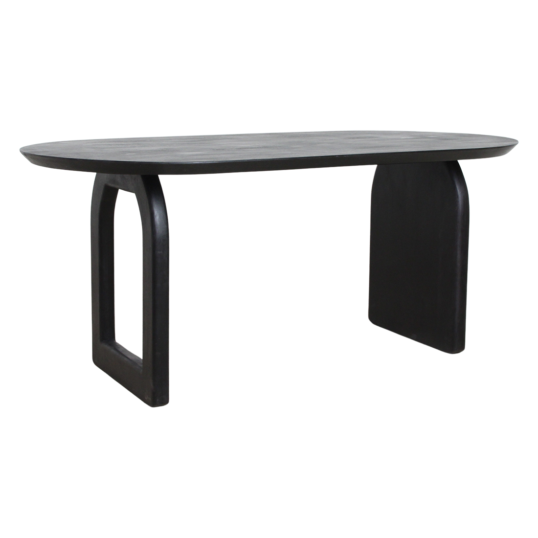 Mango Wood Dining Table - Black Bullnose Edge, Modern Style