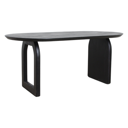 Mango Wood Dining Table - Black Bullnose Edge, Modern Style