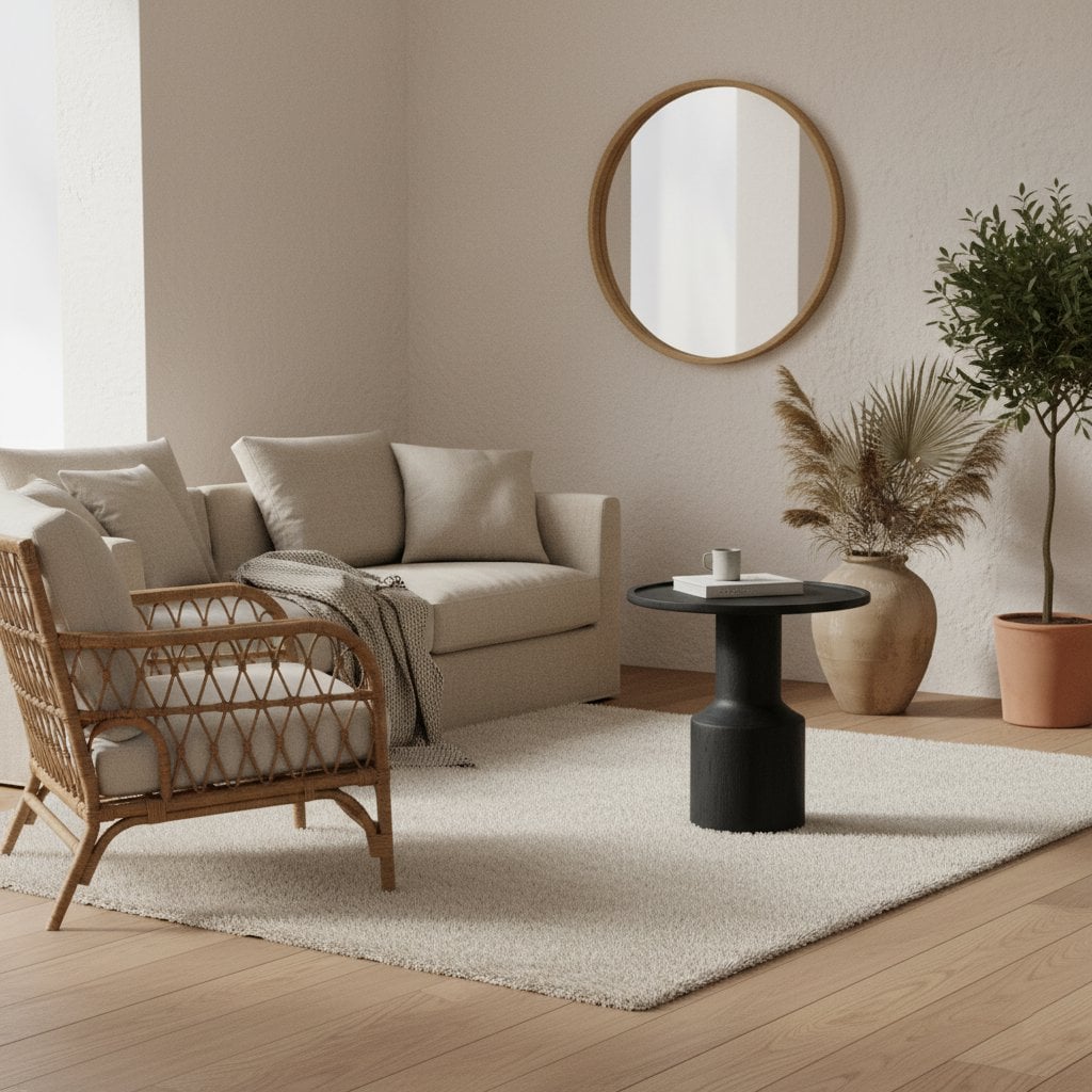 Teak Side Table - Nero Midnight Accent Table, Modern Style