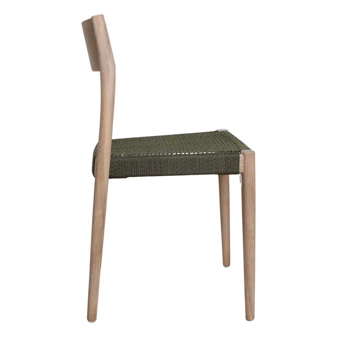 Teak Garden Chair - Freya Green Rope Seat, Light Teak Frame