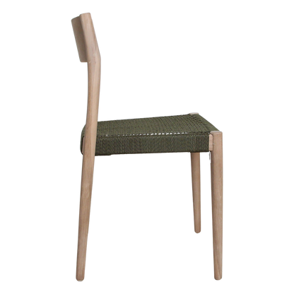 Teak Garden Chair - Freya Green Rope Seat, Light Teak Frame