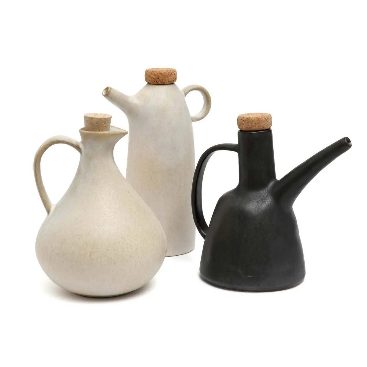Ceramic Olive Oil Bottle - White Dispenser N°78, Kitchen Accent