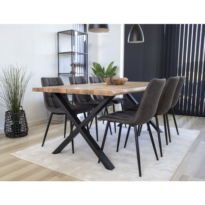 Middelfart Dining Chair - Microfiber, Steel, Grey - Set of 2