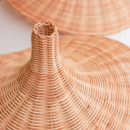Rattan Pendant Light - Natural Funnel Lampshade, Handmade in Bali