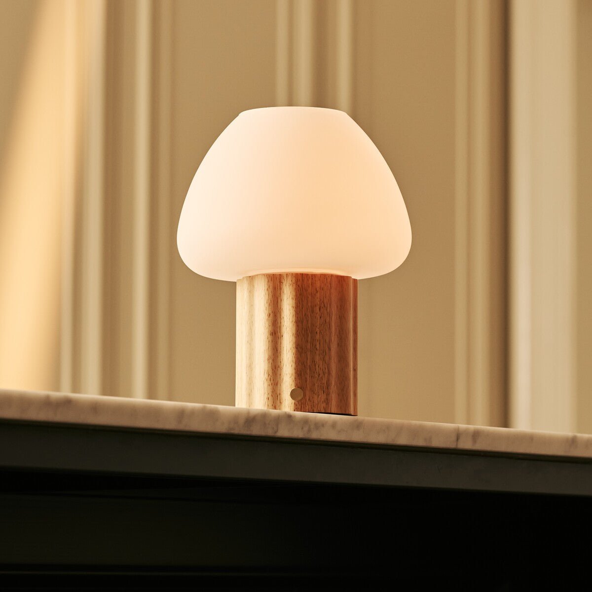 Rechargeable Table Lamp Dimmable - Light Brown Modular Lampshade