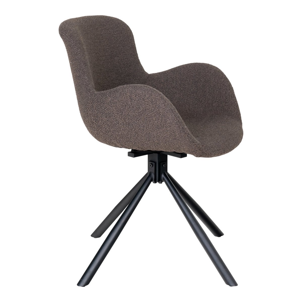 Amorim Dining Chair - Mushroom Bouclé, Black Swivel Base - Set of 2