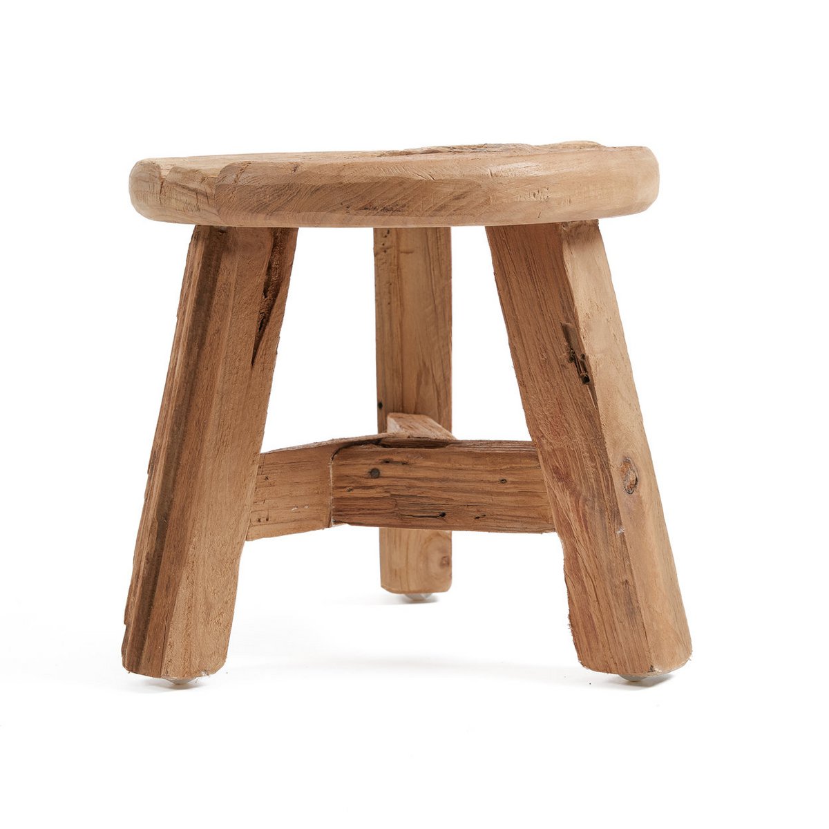 Teak Wood Stool - Natural Yatai Design, Small Size