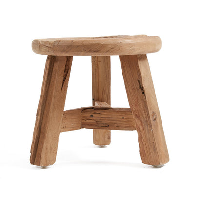 Teak Wood Stool - Natural Yatai Design, Small Size