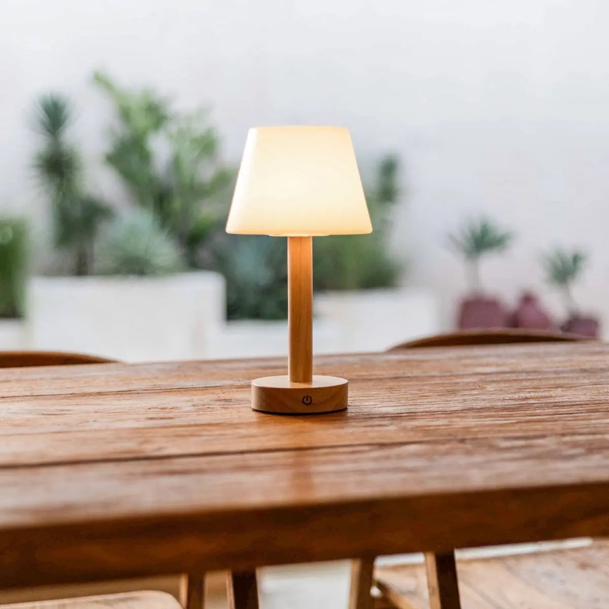 Zoë Light Brown Wooden Rechargeable Table Lamp | Dimmable, USB-C & Up to 80 Hours of Battery Life