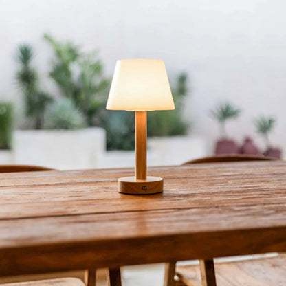 Zoë Light Brown Wooden Rechargeable Table Lamp | Dimmable, USB-C & Up to 80 Hours of Battery Life
