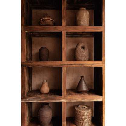 Terracotta Candle Holder - Modern Totem Style - Brown