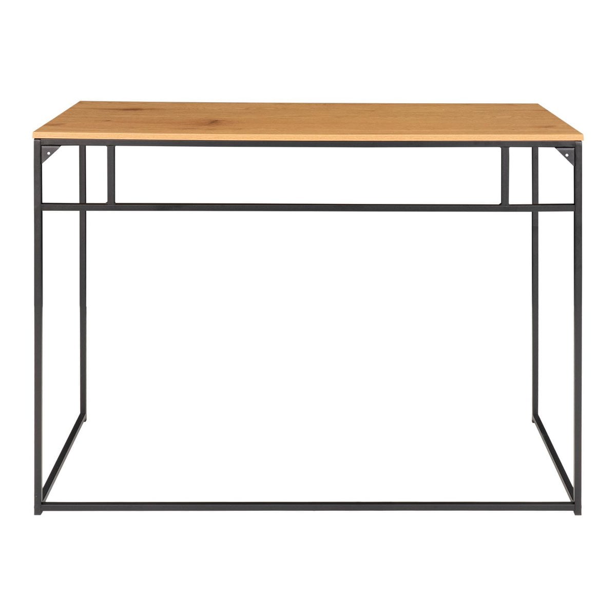 Oak Look Desk Black Metal Frame - Modern Home Office 100x45cm