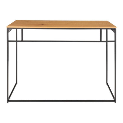 Oak Look Desk Black Metal Frame - Modern Home Office 100x45cm