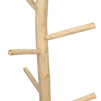 Teak Wood Coat Hanger – Natural Finish Entryway Organizer