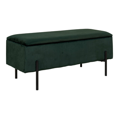 Watford Bench - Green, Velour, Black Metal Legs
