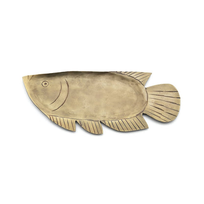 Gold Serving Tray - Fish Design Decorative Tray for Cakes & Jewelry - Large
